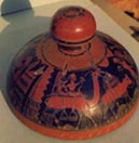 Lacquer painted wooden lid featuring Dhola-Maru  Jaisalmer (Rajasthan) 19th Century