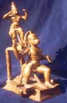 Exquisite Bronze of Hanuman carrying Rama on his  back (South India) 16th Century
