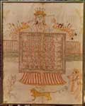20-Armed Devi Riding her Mount, Flanked by Ganesh (Rajasthan) 18th Century