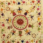 Embroidered Pahari Rumal Showing Ras Mandala around Sun Motif (Himachal Pradesh) 19th Century